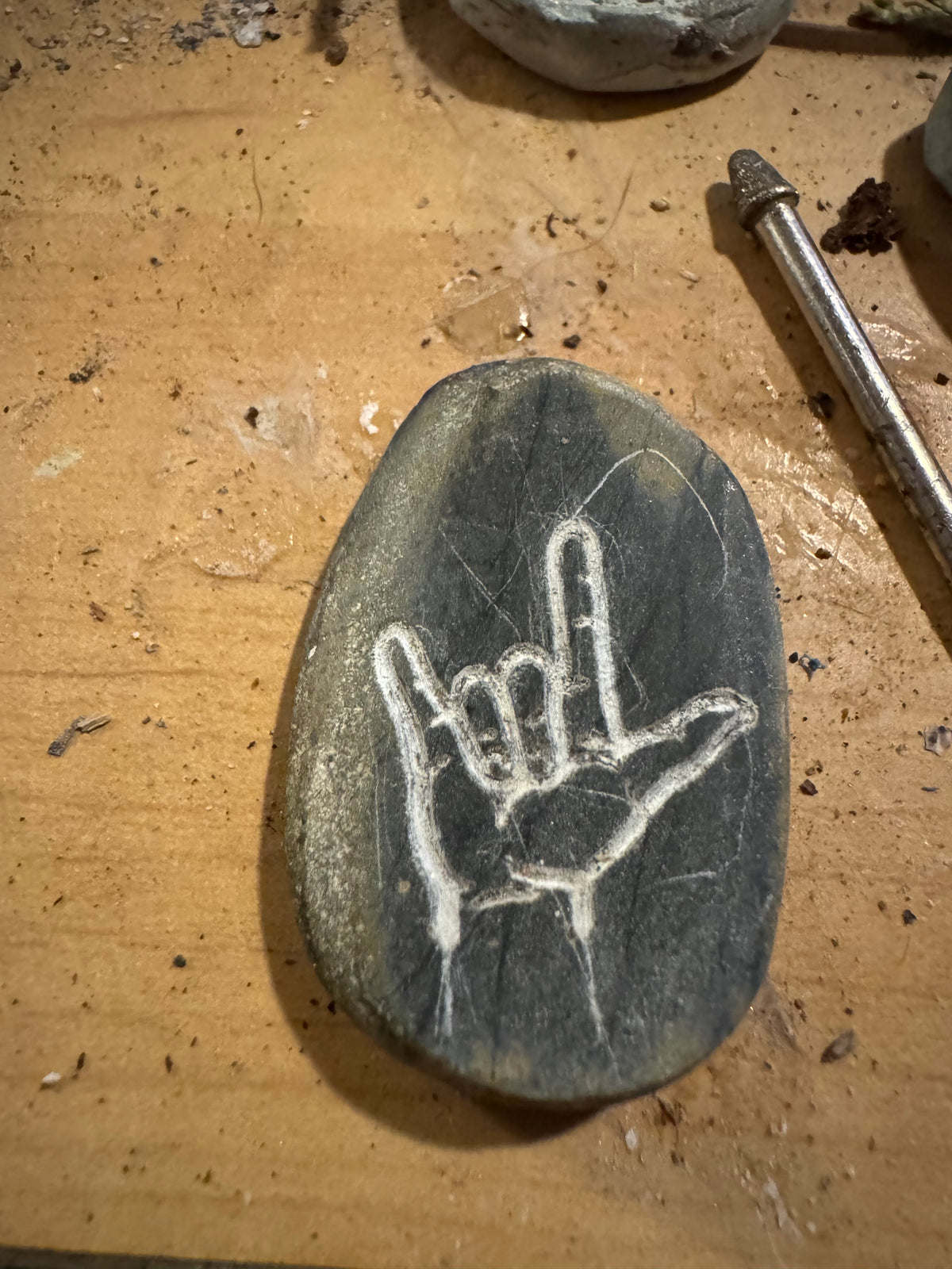 Hand carved rock